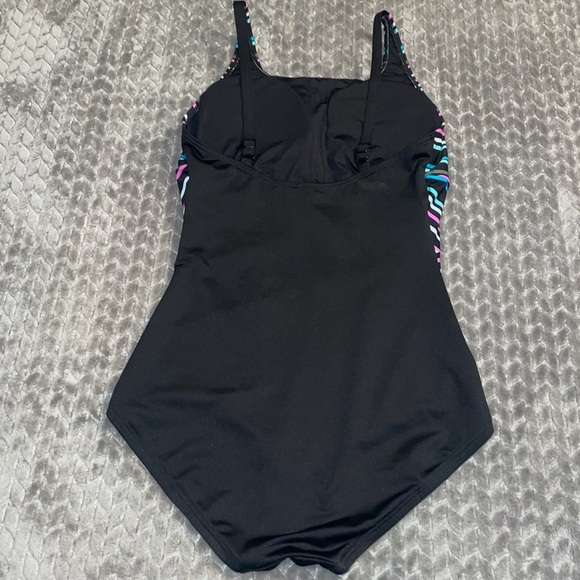 Gabar One Piece Swimsuit. Size 10D.  Striped Top W Solid Bottom. - Picture 2 of 9